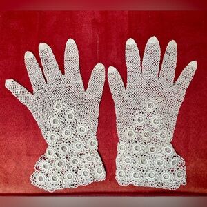 Antique 1900s Victorian Bridal Net Gloves